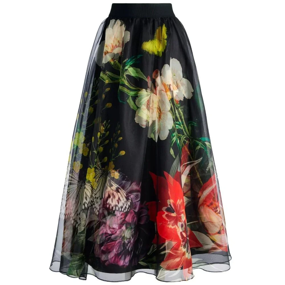 Alice + Olivia Nilda Essential Floral Silk Maxi Skirt 0 - Picture 6 of 12